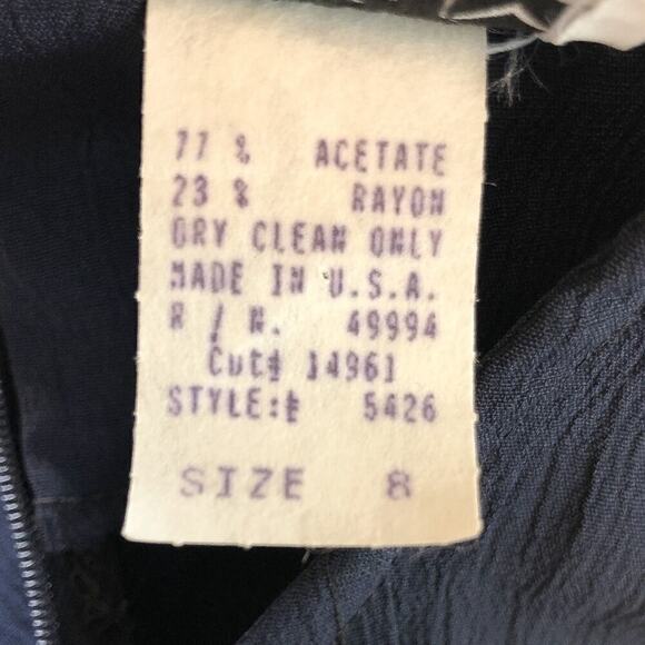 Vintage R&M Richards Short Sleeve Navy Tunic Blouse Size 8 - Picture 5 of 7